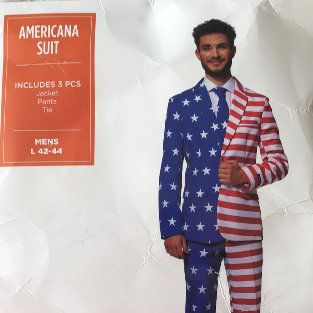 Costume Mens L USA Flag.  Jacket, Pants, Tie, Hat, see all